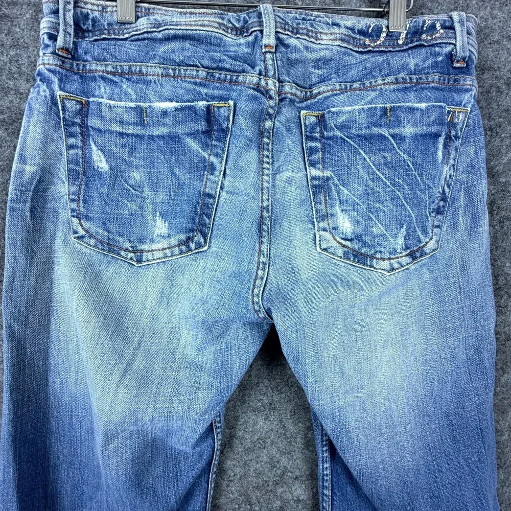 575 Denim Y2K Bootcut Jeans Mens 34 Blue Cotton Straight Leg Whisker Light Wash